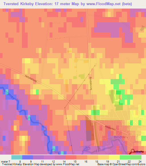 Tversted Kirkeby,Denmark Elevation Map