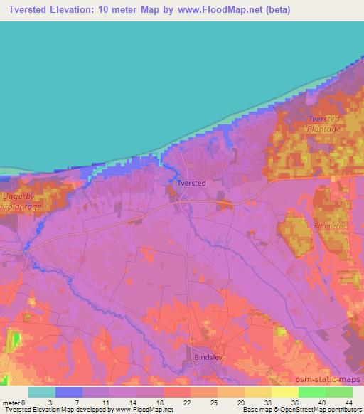 Tversted,Denmark Elevation Map