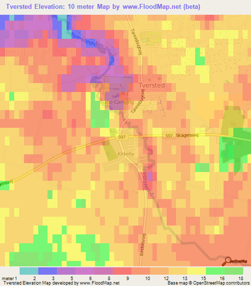 Tversted,Denmark Elevation Map