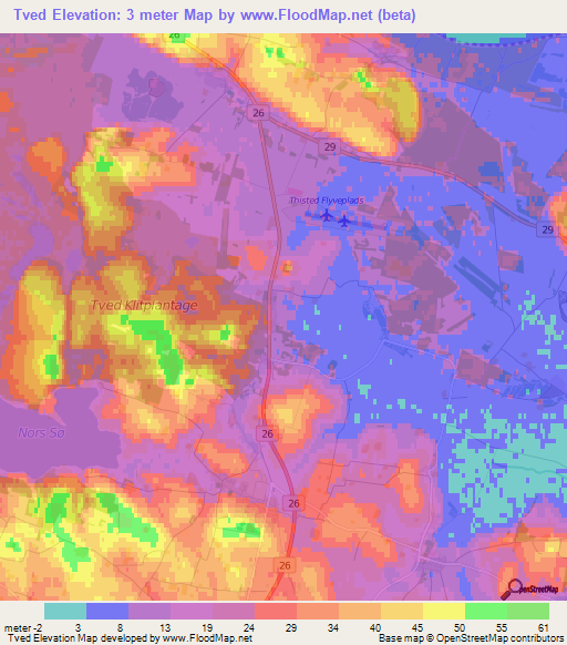 Tved,Denmark Elevation Map