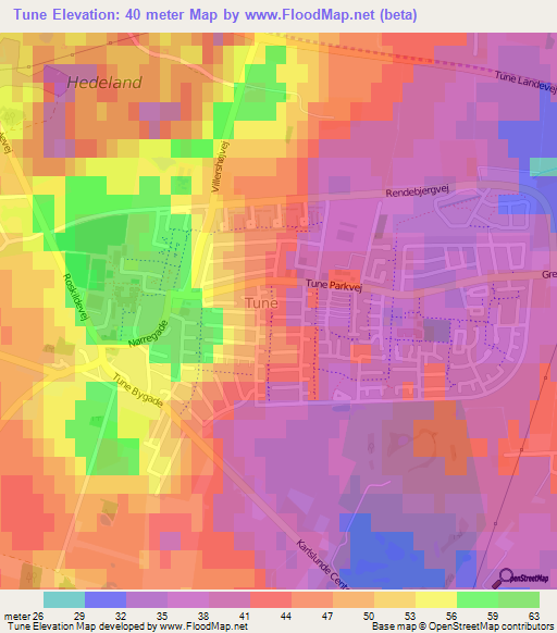 Tune,Denmark Elevation Map