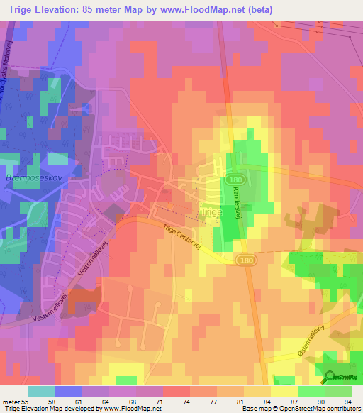 Trige,Denmark Elevation Map