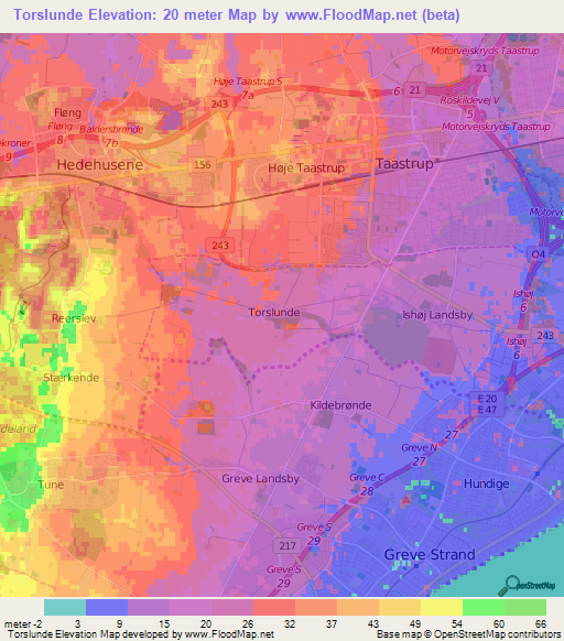 Torslunde,Denmark Elevation Map