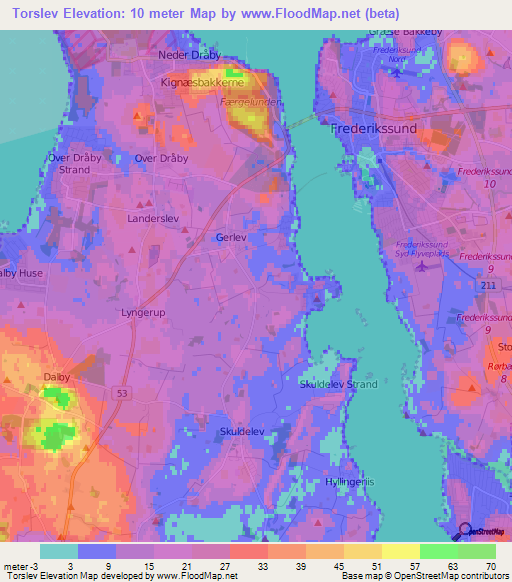 Torslev,Denmark Elevation Map