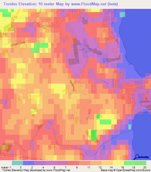 Torslev,Denmark Elevation Map