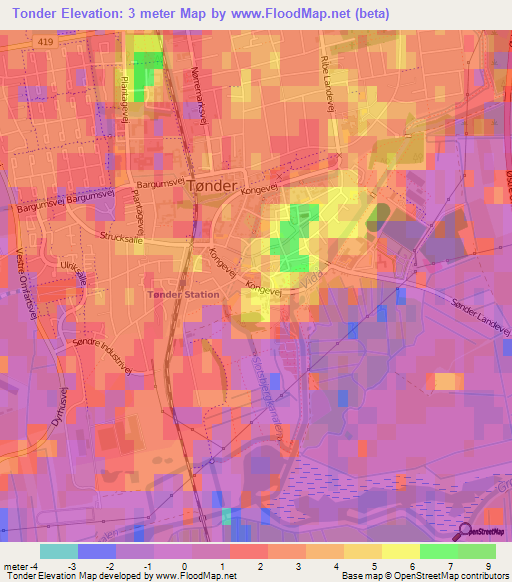 Tonder,Denmark Elevation Map