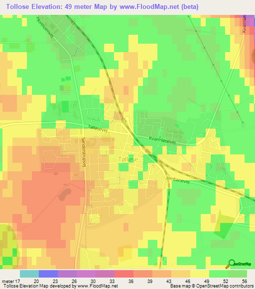 Tollose,Denmark Elevation Map