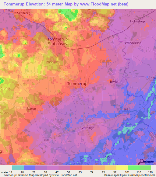 Tommerup,Denmark Elevation Map