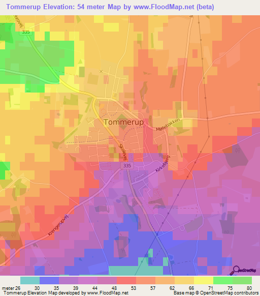 Tommerup,Denmark Elevation Map