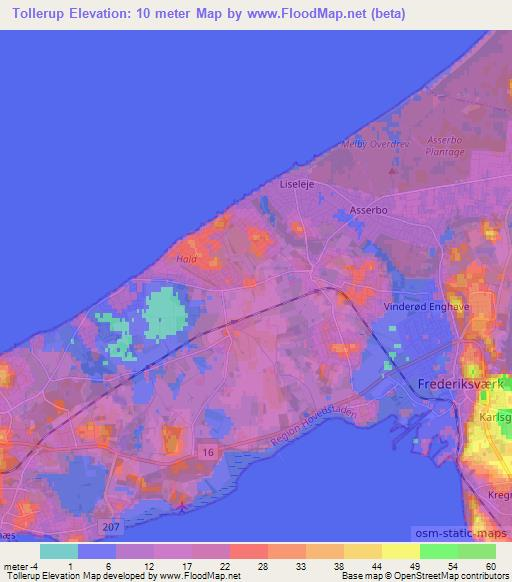 Tollerup,Denmark Elevation Map