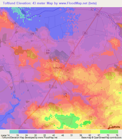 Toftlund,Denmark Elevation Map