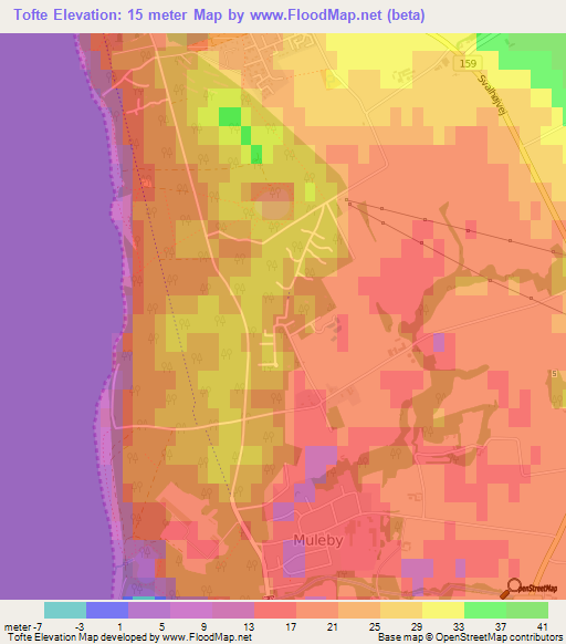 Tofte,Denmark Elevation Map