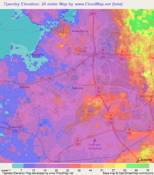 Tjaereby,Denmark Elevation Map