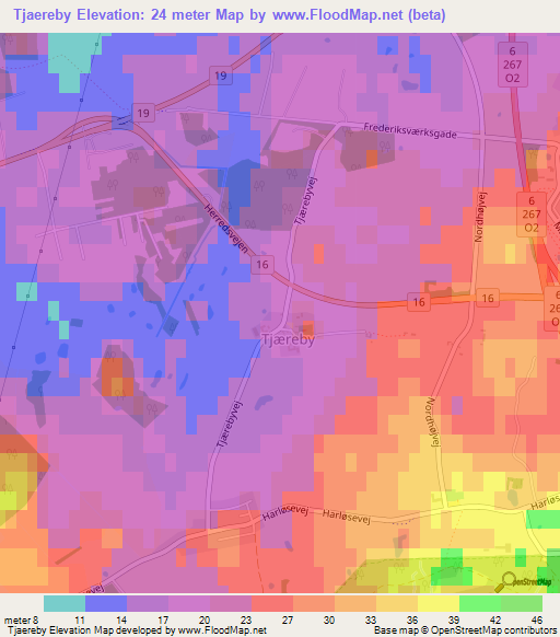 Tjaereby,Denmark Elevation Map