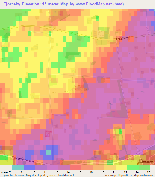 Tjorneby,Denmark Elevation Map