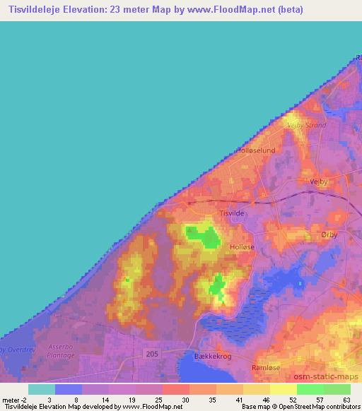 Tisvildeleje,Denmark Elevation Map