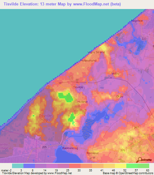 Tisvilde,Denmark Elevation Map