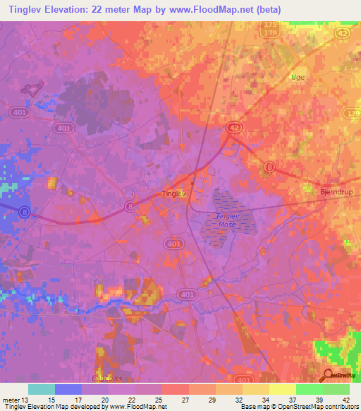 Tinglev,Denmark Elevation Map