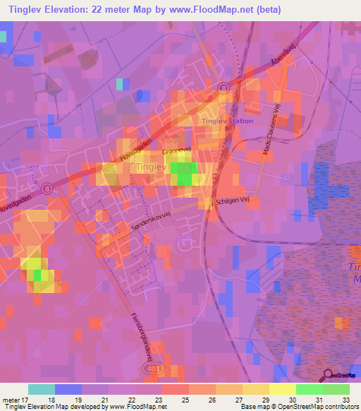 Tinglev,Denmark Elevation Map