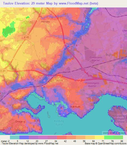 Taulov,Denmark Elevation Map