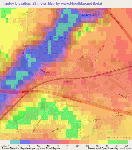 Taulov,Denmark Elevation Map