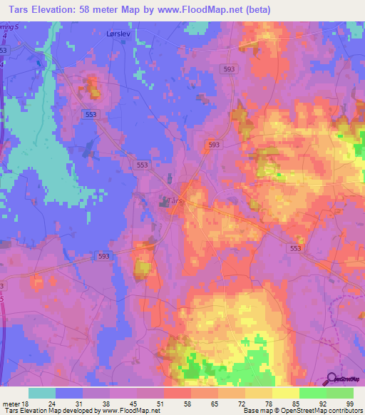 Tars,Denmark Elevation Map