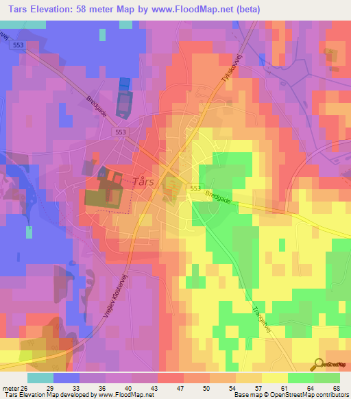 Tars,Denmark Elevation Map