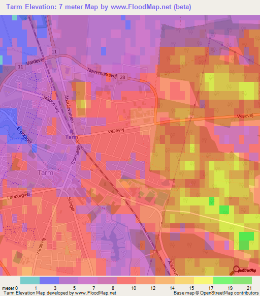 Tarm,Denmark Elevation Map