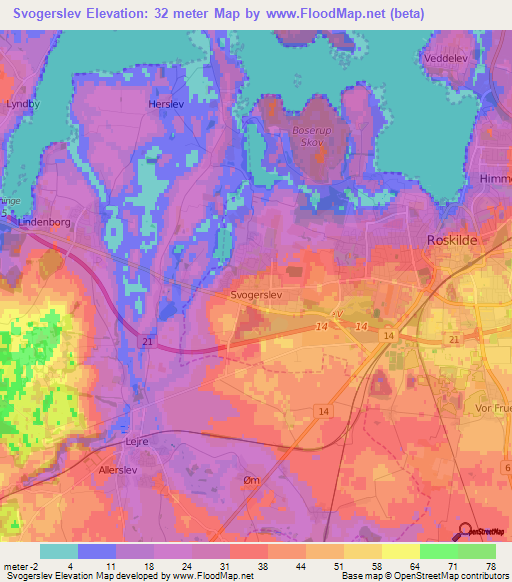 Svogerslev,Denmark Elevation Map