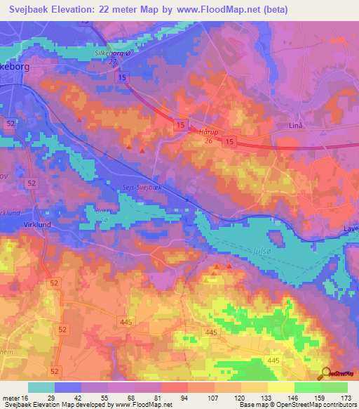 Svejbaek,Denmark Elevation Map