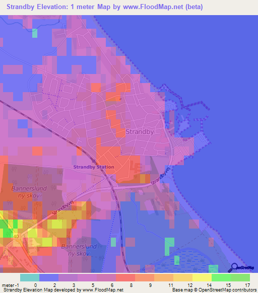 Strandby,Denmark Elevation Map