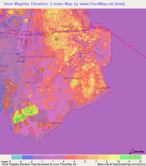 Store Magleby,Denmark Elevation Map