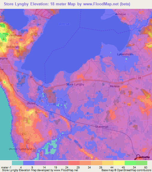 Store Lyngby,Denmark Elevation Map