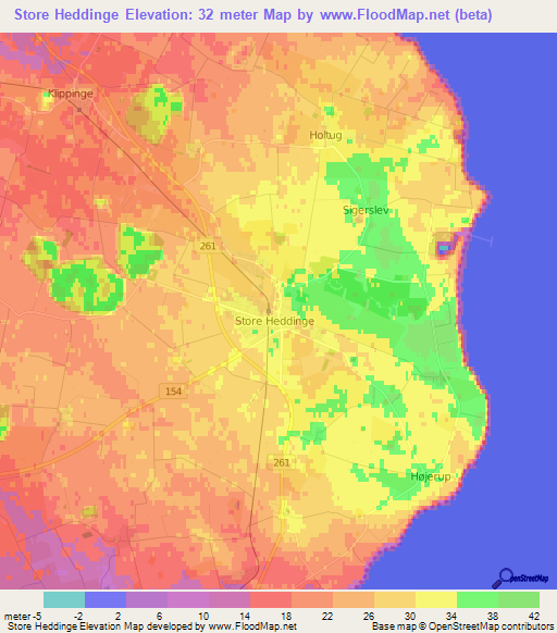 Store Heddinge,Denmark Elevation Map