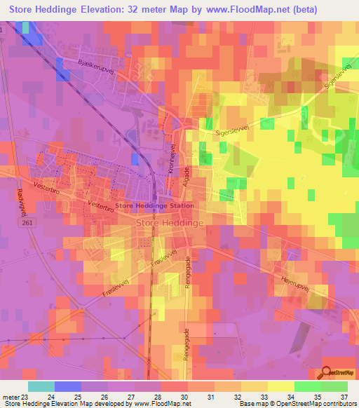 Store Heddinge,Denmark Elevation Map