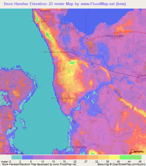 Store Havelse,Denmark Elevation Map