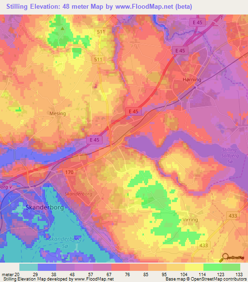 Stilling,Denmark Elevation Map