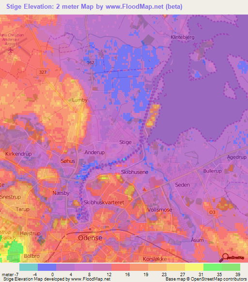 Stige,Denmark Elevation Map