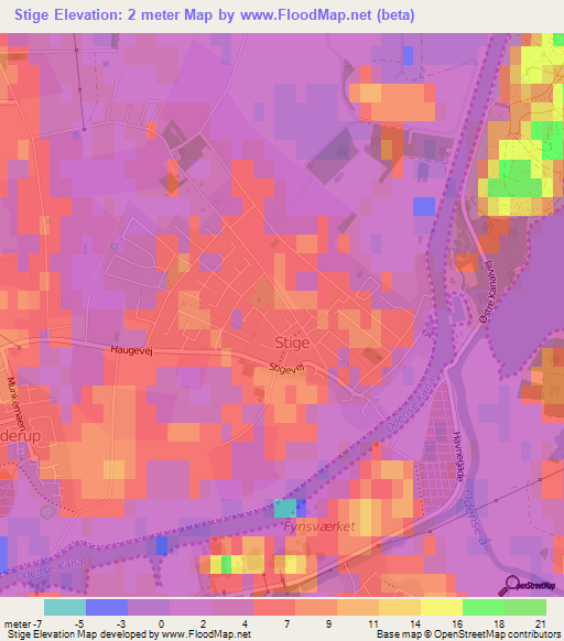 Stige,Denmark Elevation Map