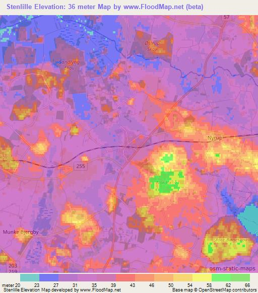 Stenlille,Denmark Elevation Map