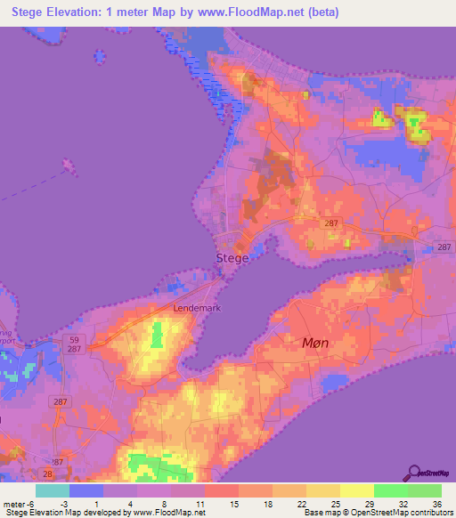 Stege,Denmark Elevation Map