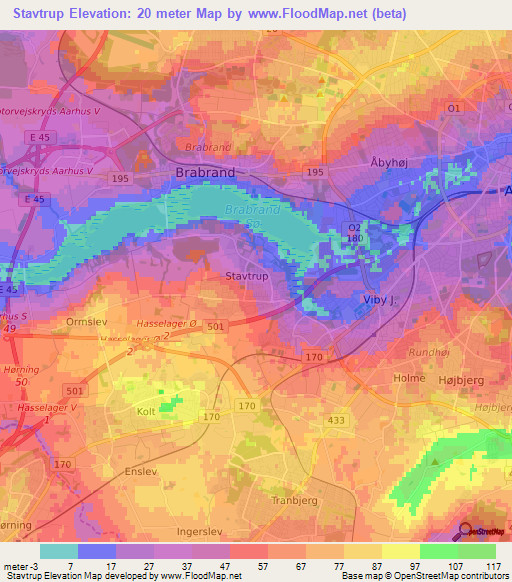 Stavtrup,Denmark Elevation Map