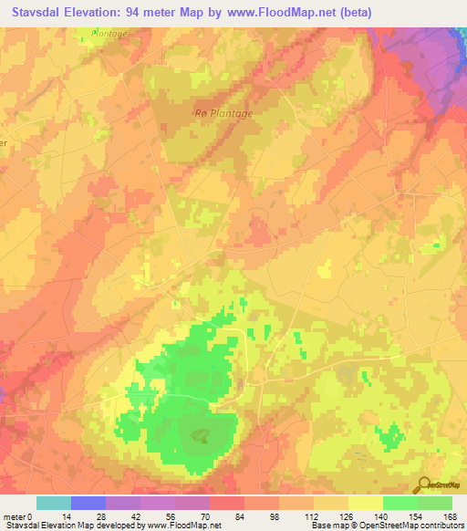 Stavsdal,Denmark Elevation Map