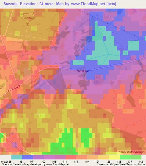 Stavsdal,Denmark Elevation Map