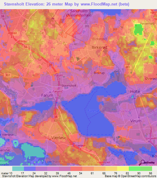 Stavnsholt,Denmark Elevation Map