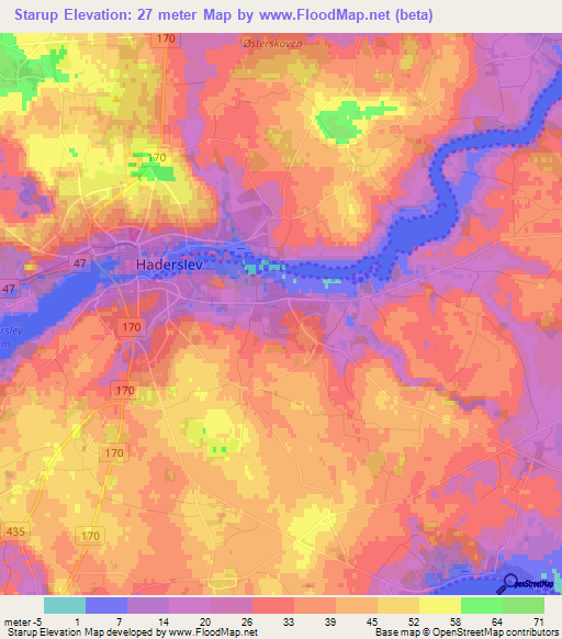 Starup,Denmark Elevation Map