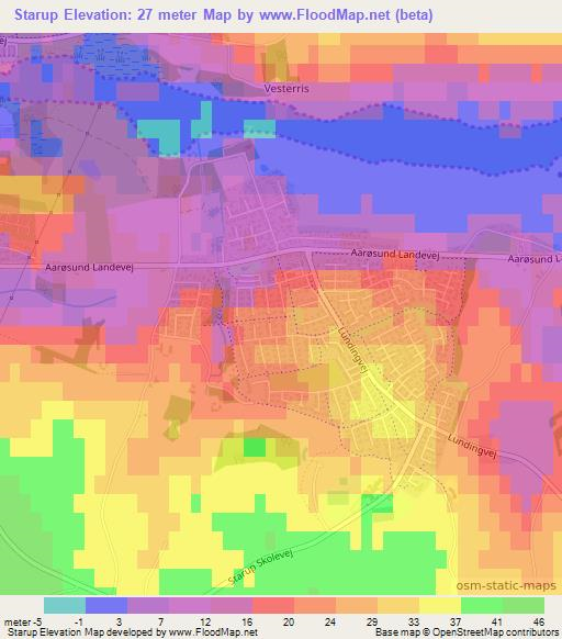 Starup,Denmark Elevation Map