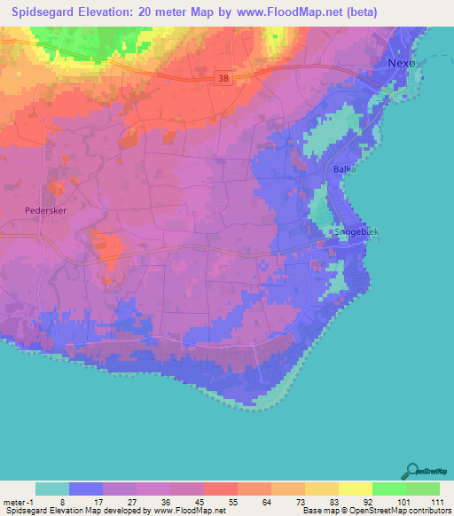 Spidsegard,Denmark Elevation Map