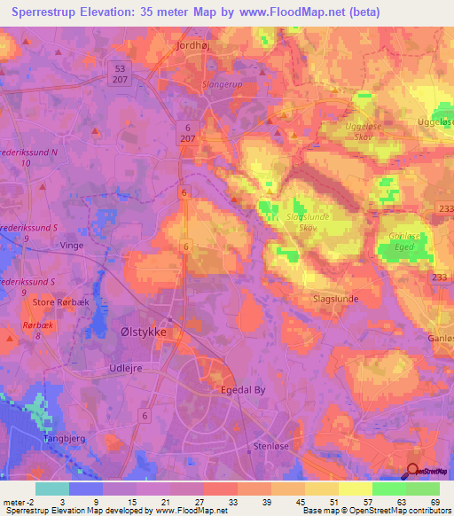 Sperrestrup,Denmark Elevation Map