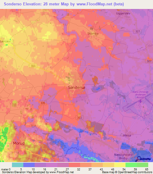 Sonderso,Denmark Elevation Map